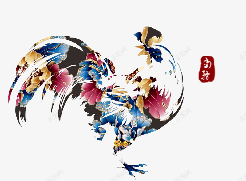 彩色的公鸡png免抠素材_新图网 https://ixintu.com 公鸡 彩色 色彩斑斓的鸡 金鸡独立 鸡年