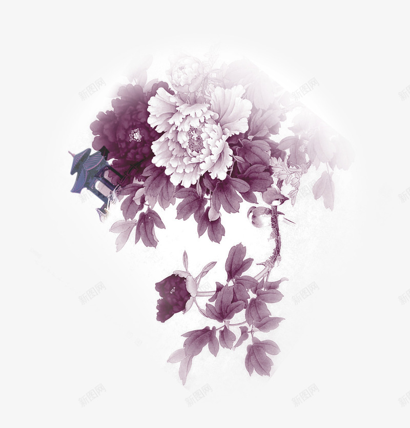 中秋节紫色花朵国庆png免抠素材_新图网 https://ixintu.com 中秋节 国庆 紫色 花朵
