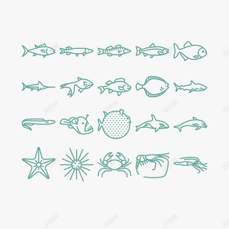 海洋生物png免抠素材_新图网 https://ixintu.com 手绘沙丁鱼 沙丁鱼 河豚 海洋 海豚 鲨鱼