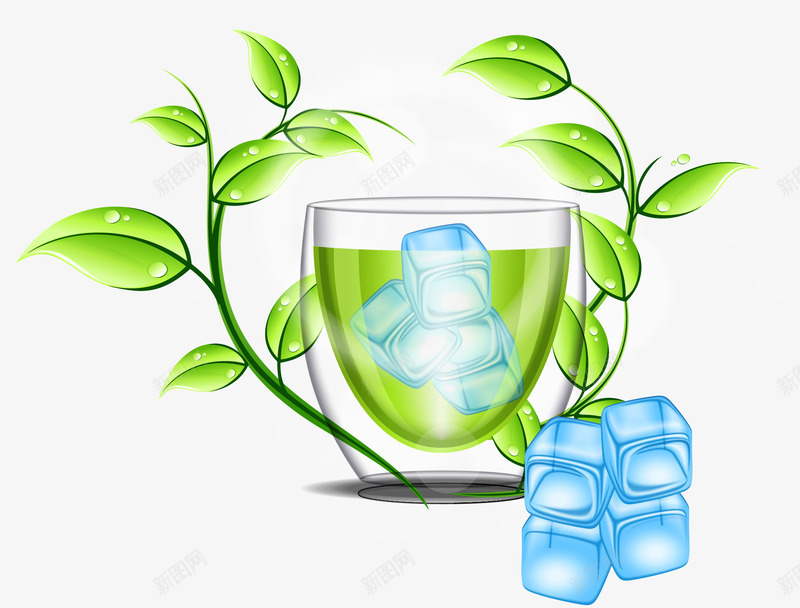 夏日清爽冰块树叶矢量图ai免抠素材_新图网 https://ixintu.com 冰块 夏日 树叶 清爽 矢量图