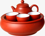 红色复古茶具中秋png免抠素材_新图网 https://ixintu.com 中秋 复古 红色 茶具