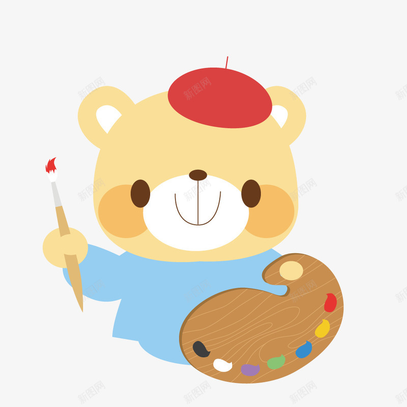 画画的小熊手绘图png免抠素材_新图网 https://ixintu.com 可爱的 小熊 手绘图 画画 画笔 绘画 颜料