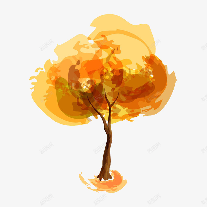 手绘黄色涂鸦大树png免抠素材_新图网 https://ixintu.com 卡通树 手绘 手绘涂鸦 树木 树木笔刷 植物 绿植 黄色树叶