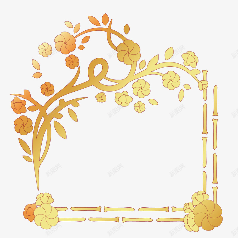 金色花边框png免抠素材_新图网 https://ixintu.com 奢华 节节 花蔓 藤蔓