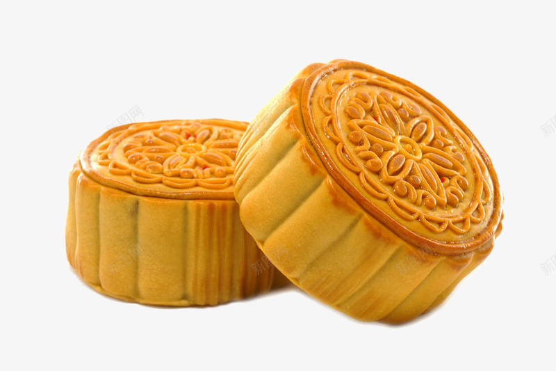 两个月饼png免抠素材_新图网 https://ixintu.com 中秋月饼 中秋节 八月十五 实物 点心 糕点 蛋黄 饼