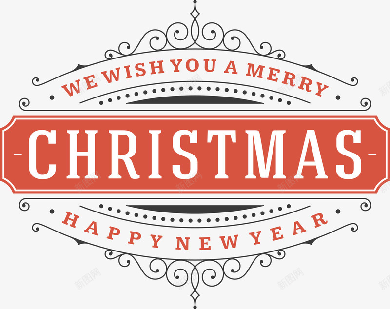 圣诞节简约装饰png免抠素材_新图网 https://ixintu.com christmas 圣诞节装饰 小清新 灰色藤蔓 简约装饰 红色条幅