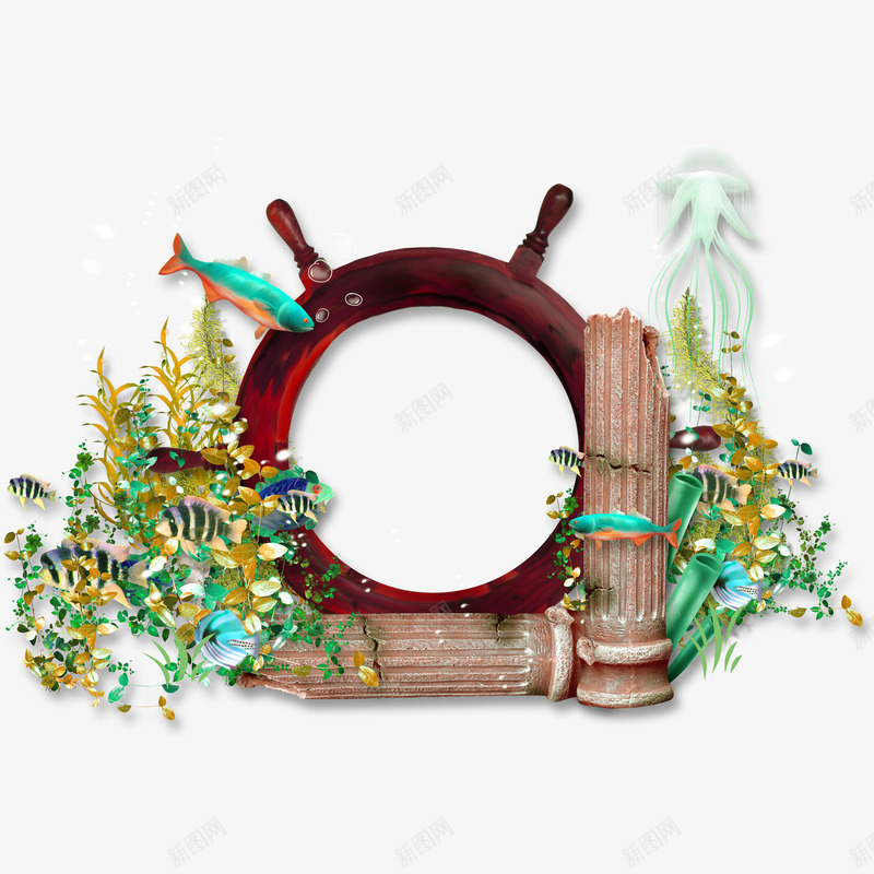 海洋装饰图案png免抠素材_新图网 https://ixintu.com 小鱼 植物 海底 海洋 海草 装饰图案