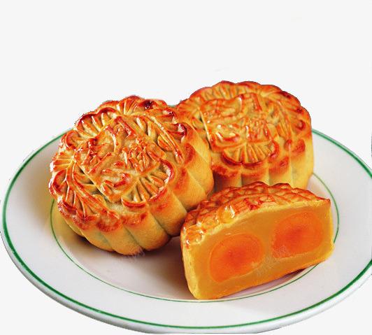 中秋月饼png免抠素材_新图网 https://ixintu.com 中秋 月饼 盘子 蛋黄月饼