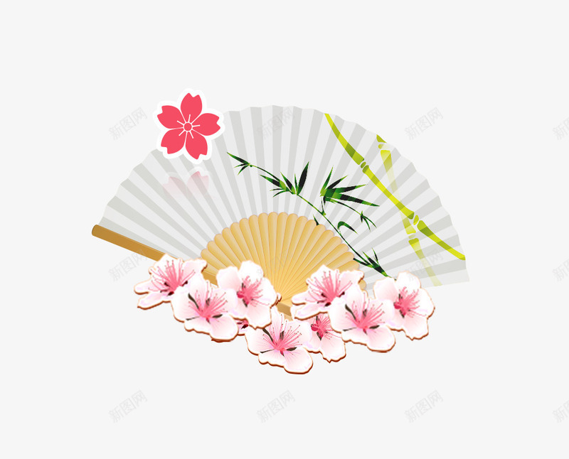春季手绘花朵与折扇装饰画psd免抠素材_新图网 https://ixintu.com 小清新 手绘叶子 手绘画 手绘花朵 手绘花束 手绘花草 田园风 花朵装饰