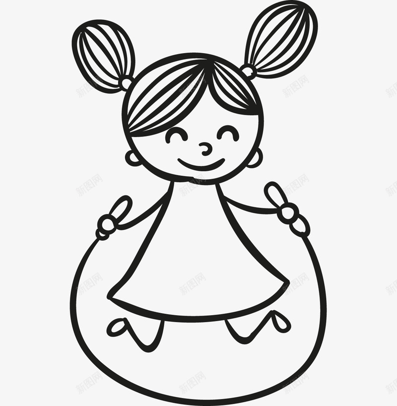 跳绳的简笔画女孩png免抠素材_新图网 https://ixintu.com 丸子头 卡通 双丸子头 女孩 开心 日系超萌简笔画 简笔 绘画 跳绳 运动