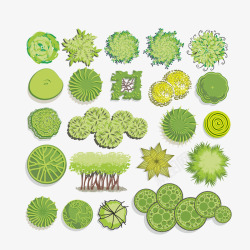 绿色彩平图装饰植物矢量图素材