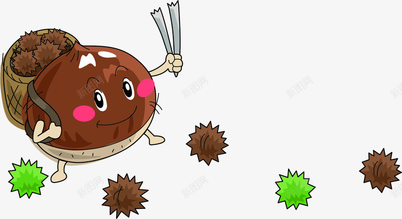 棕色卡通栗子中秋png免抠素材_新图网 https://ixintu.com 中秋 卡通 栗子 棕色