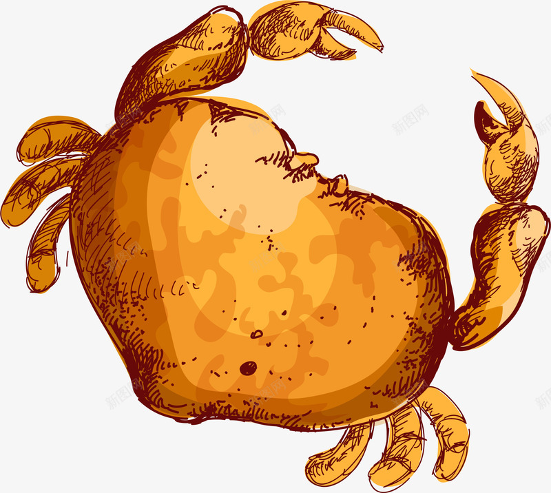 海鲜水产螃蟹png免抠素材_新图网 https://ixintu.com 动物 卡通 手绘复古海鲜水产矢量 海洋动物 海鲜 海鲜水产螃蟹矢量图 食材