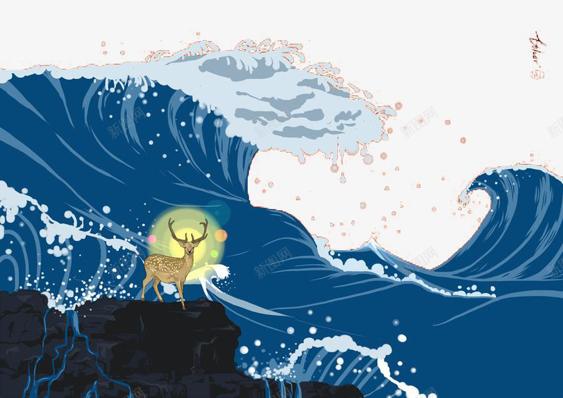 中国风海报png免抠素材_新图网 https://ixintu.com 中国风 海报 海洋 鹿
