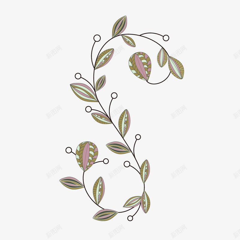 S花藤纹理边框图矢量图ai免抠素材_新图网 https://ixintu.com S型 绿叶 花藤 装饰纹理图案 边框 矢量图