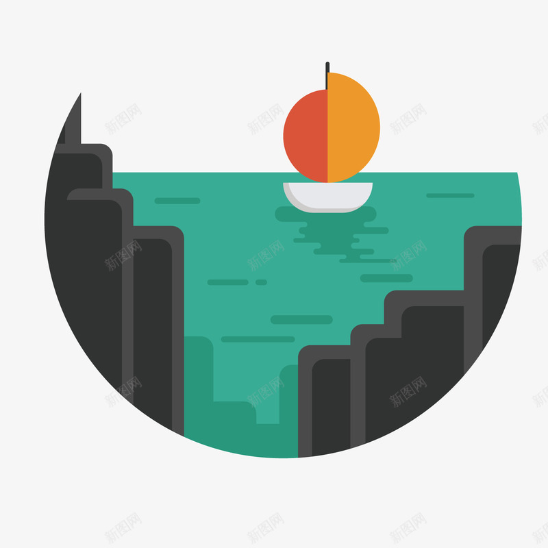 绿色海洋景观矢量图ai免抠素材_新图网 https://ixintu.com 扁平化 景观 水纹 海洋 绿色 荡漾 集合 矢量图