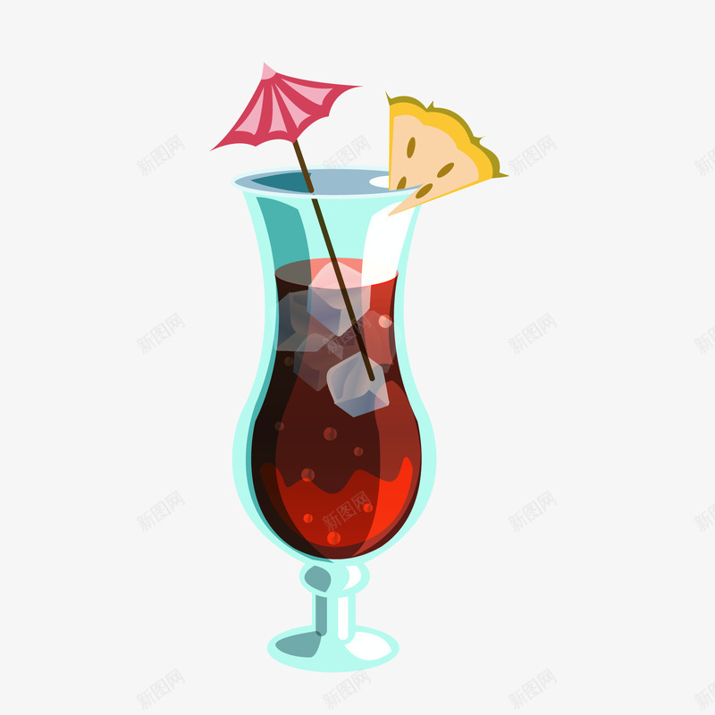 手绘夏日草莓味鸡尾酒矢量图eps免抠素材_新图网 https://ixintu.com 免抠图PNG 冰块 吸管 夏季 扁平 草莓 菠萝 饮品 鸡尾酒 矢量图