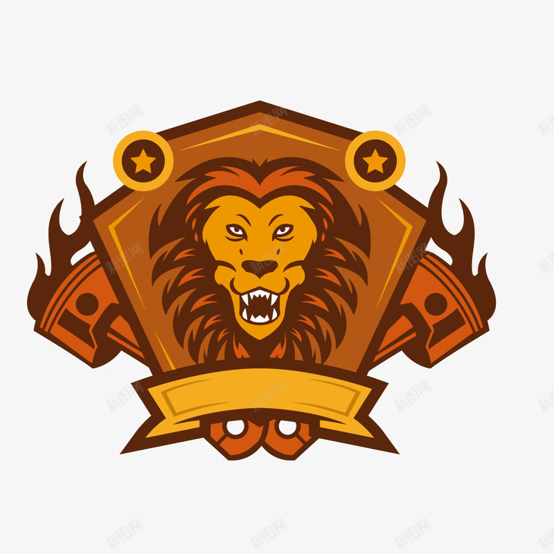 棕色卡通狮子商标png免抠素材_新图网 https://ixintu.com 五角星 商品商标 商标 条幅 火焰 狮子头像