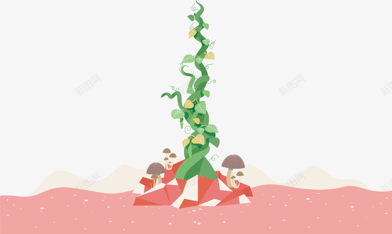 参天的树苗png免抠素材_新图网 https://ixintu.com 树苗 粉色 绿色 藤蔓