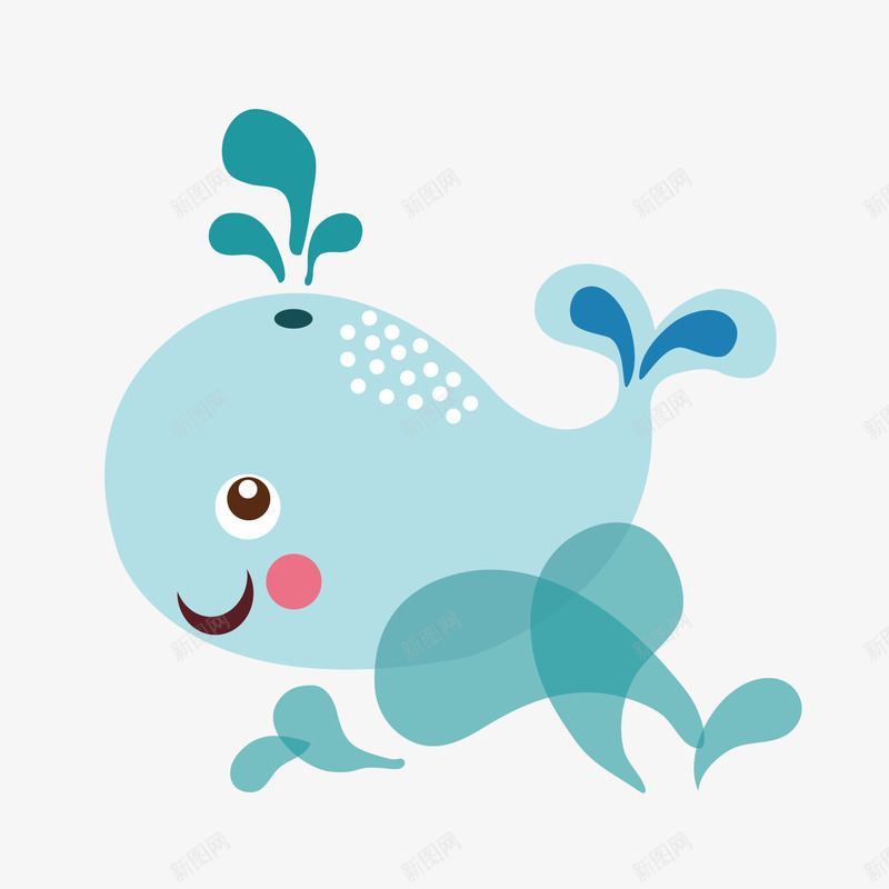 可爱的蓝色鲸鱼矢量图ai免抠素材_新图网 https://ixintu.com 微笑 海洋 生物 蓝色 鲸鱼 矢量图