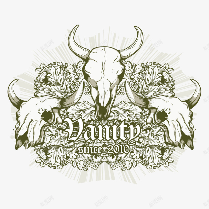 动物头骨印花矢量图eps免抠素材_新图网 https://ixintu.com T恤印花 T恤印花图案 印花图案 头骨 服装印花 服装印花设计 矢量印花 矢量图