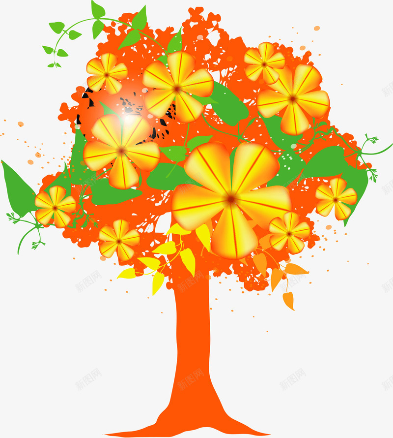 绚丽色彩春夏植物png免抠素材_新图网 https://ixintu.com 创意树木 春天树木 璀璨鲜花 绚丽夏花 绚丽色彩