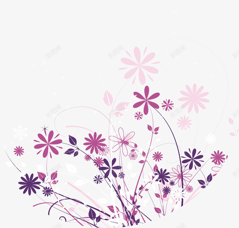 粉紫色浪漫花藤png免抠素材_新图网 https://ixintu.com 浪漫花藤 矢量png 粉紫色 紫色花藤 艺术 艺术感