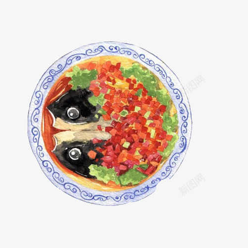 剁椒鱼头手绘画片png免抠素材_新图网 https://ixintu.com 剁椒鱼头 小吃 手绘美食 麻辣