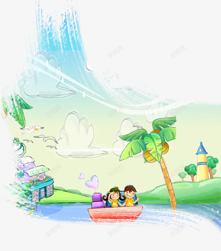 卡通笔刷装饰png免抠素材_新图网 https://ixintu.com 卡通手绘 宣传促销 旅游装饰 清明节