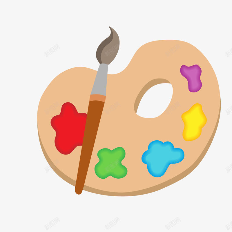 卡通彩色的调色盘矢量图ai免抠素材_新图网 https://ixintu.com 卡通 培训机构 学习用品 棕色调色盘 矢量图 绘画工具 调色盘设计