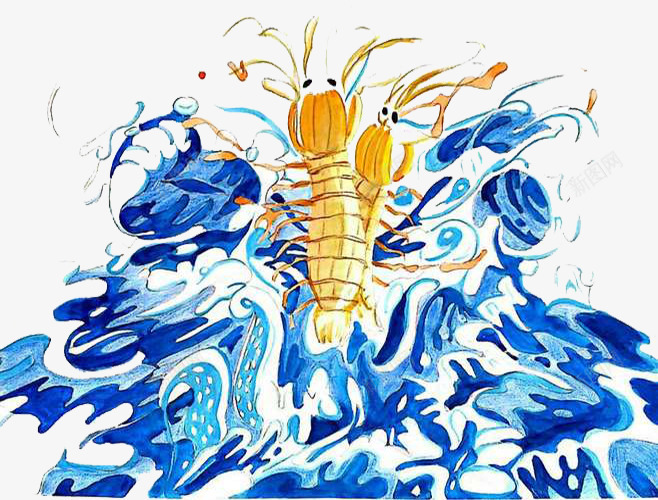 动漫海洋龙虾插画psd免抠素材_新图网 https://ixintu.com 动漫 插画 海洋 龙虾