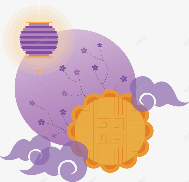 紫色祥云中秋月饼矢量图ai免抠素材_新图网 https://ixintu.com 中秋 中秋月饼 中秋节 月饼 矢量png 紫色祥云 矢量图