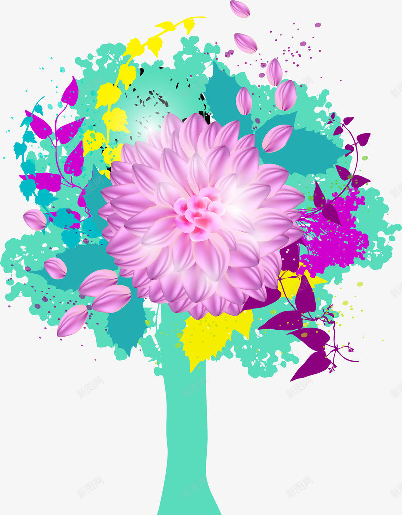 绚丽色彩春夏植物png免抠素材_新图网 https://ixintu.com 创意树木 春天树木 璀璨鲜花 绚丽夏花 绚丽色彩