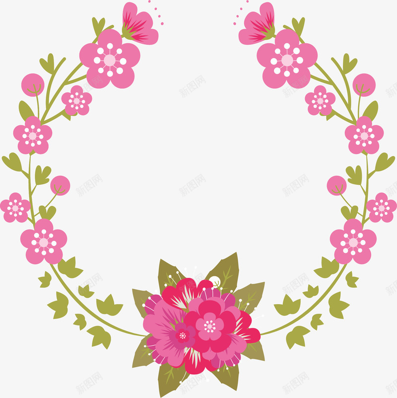 玫粉色花朵标题框png免抠素材_新图网 https://ixintu.com 玫粉色 矢量素材 粉色花藤 粉花标题框 花藤标题框