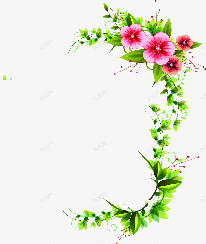 粉色唯美淡雅时尚花朵花藤png免抠素材_新图网 https://ixintu.com 时尚 淡雅 粉色 花朵
