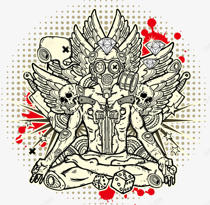 手绘抽象神秘色彩人物png免抠素材_新图网 https://ixintu.com T恤图案 抽象人物 素描