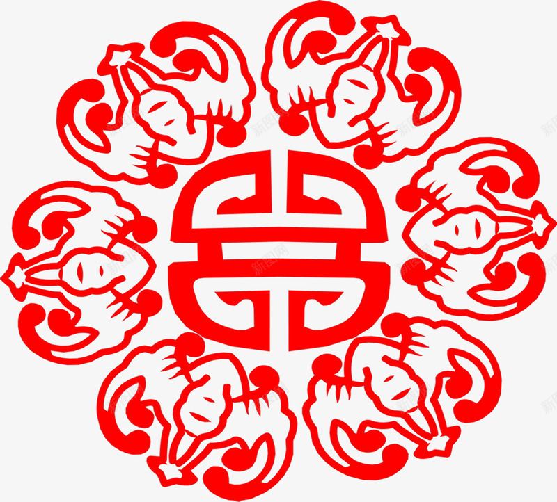 红色蝙蝠花纹复古中秋png免抠素材_新图网 https://ixintu.com 中秋 复古 红色 花纹 蝙蝠