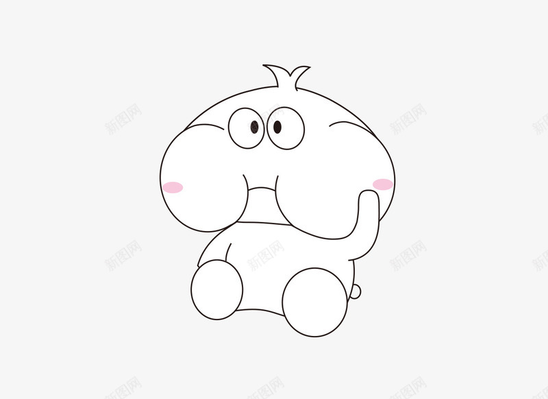 简笔绘画可爱小动物png免抠素材_新图网 https://ixintu.com 卡通 坐着 小动物 眼睛 简笔 线条 绘画 胖嘟嘟