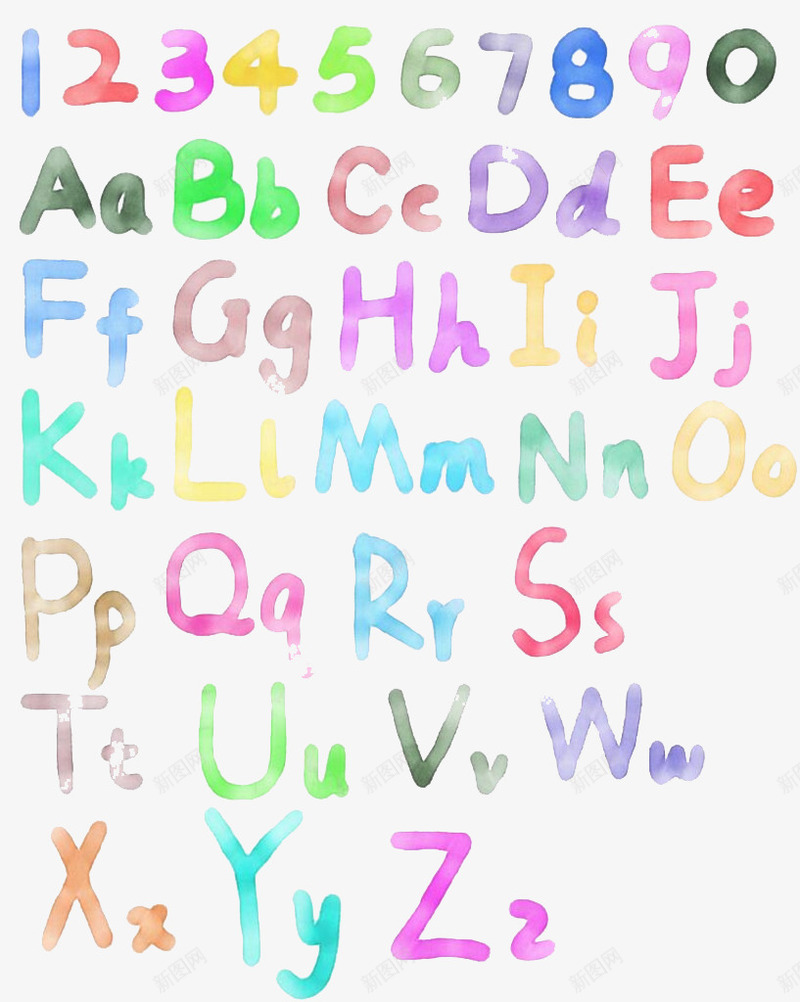 粉笔水彩数字png免抠素材_新图网 https://ixintu.com 手写 手写数字 笔墨 色彩 阿拉伯数字