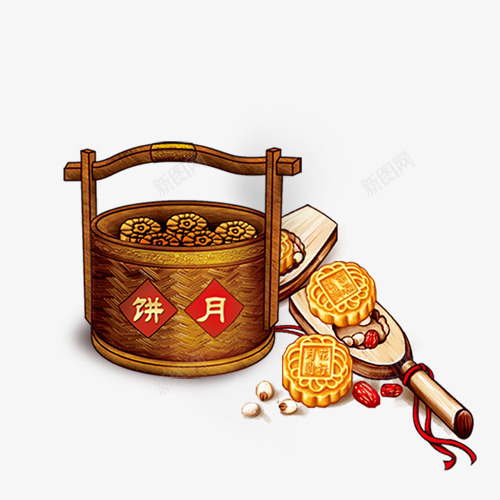 创意复古中秋节月饼psd免抠素材_新图网 https://ixintu.com 中秋节 传统节日 创意 复古 月饼设计 过节