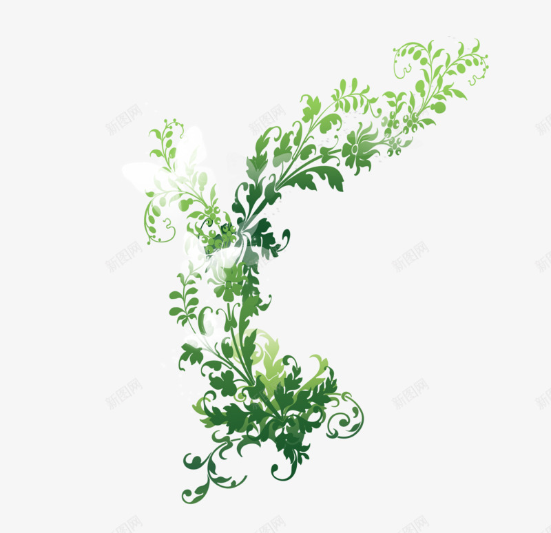 绿色植物边花png免抠素材_新图网 https://ixintu.com 植物 绿色 花藤 边花
