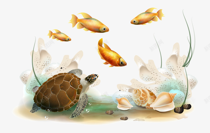海洋生物png免抠素材_新图网 https://ixintu.com 卡通 海底珊瑚 海洋生物元素 海洋生物素材