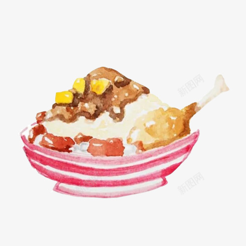 鸡腿排骨饭手绘画片psd免抠素材_新图网 https://ixintu.com 楦吙鎺掗 澶背楗 绮 绮夌孩鑹茬 鐩栭
