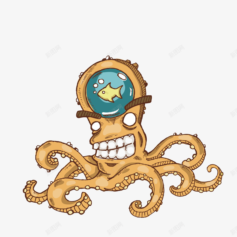 黄色卡通时尚八爪鱼png免抠素材_新图网 https://ixintu.com 八爪鱼 动物 卡通 彩色 怪物 海洋生物 鱿鱼 黄色