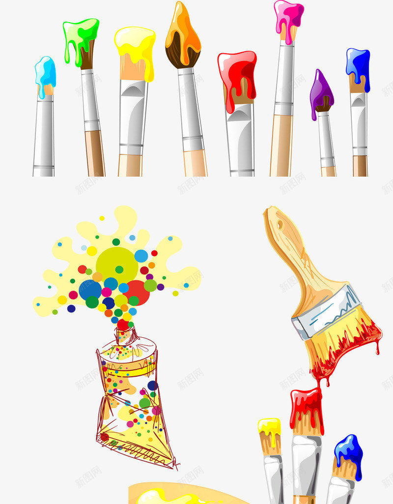 水彩画笔颜料刷子png免抠素材_新图网 https://ixintu.com 画画工具 画笔 绘画 颜料
