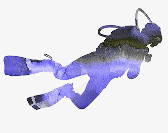 潜水员png免抠素材_新图网 https://ixintu.com 人物 创意 海洋 潜水 礁石