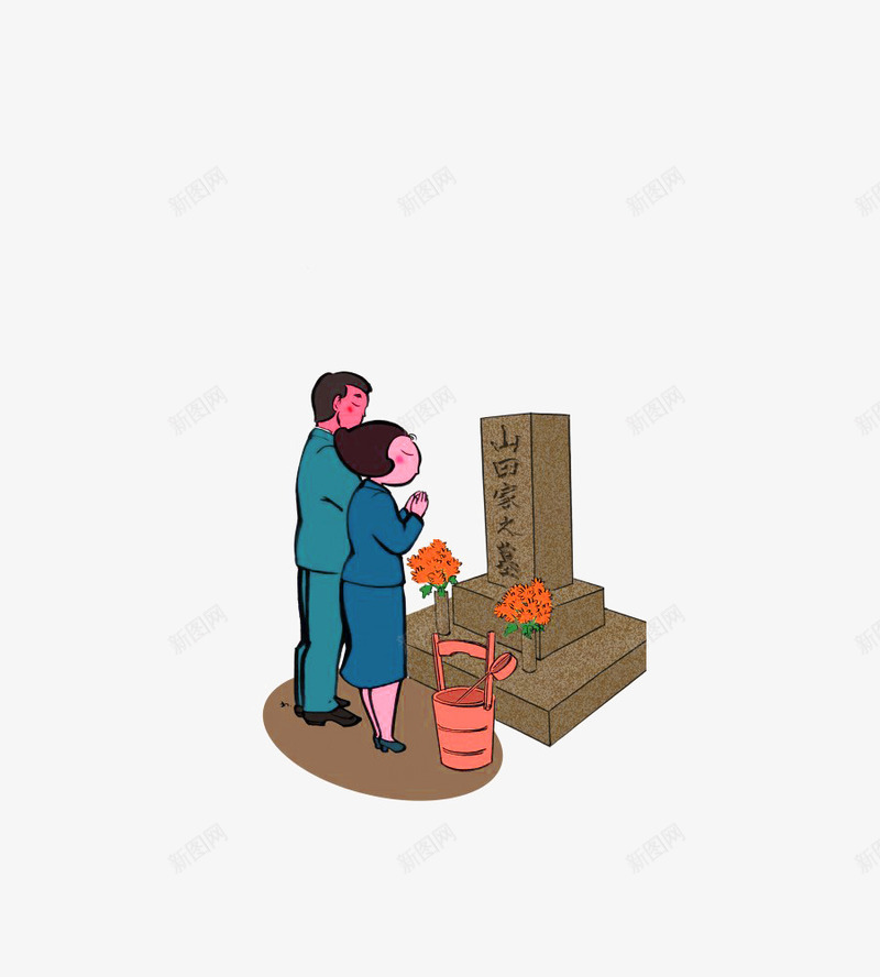 手绘上坟的人png免抠素材_新图网 https://ixintu.com 上坟 人物 悼念素材 手绘画 矢量装饰 装饰