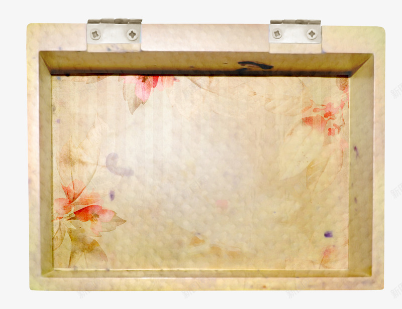 花叶漂亮木盒子png免抠素材_新图网 https://ixintu.com 印花 木框 木盒子 花叶