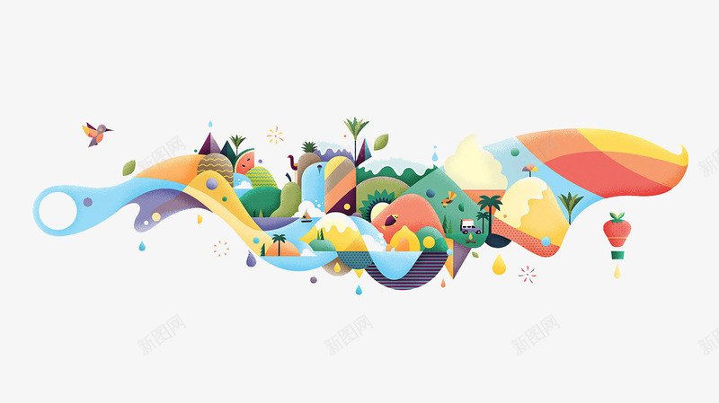 漂浮的色彩世界png免抠素材_新图网 https://ixintu.com 漂浮 色彩世界