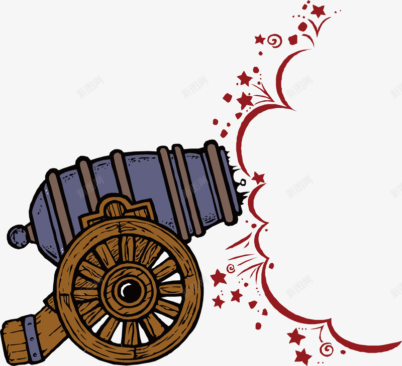 开火的卡通大炮武器矢量图ai免抠素材_新图网 https://ixintu.com 军械色彩 军械详情 军队军械下载 卡通军械 武器 武器库 矢量图 解放军军械 轰炸